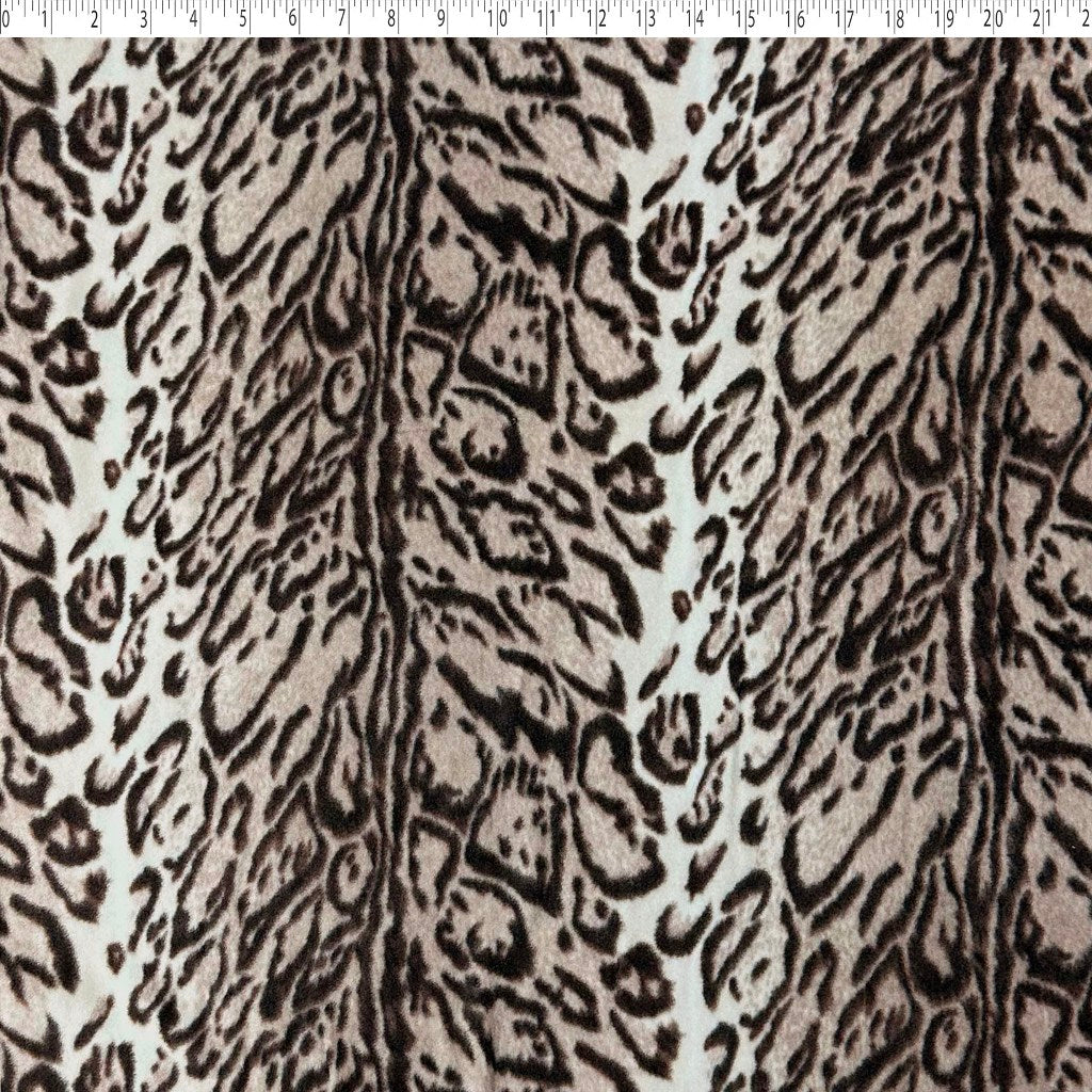 taupe medium weight polyester fleece leopard print