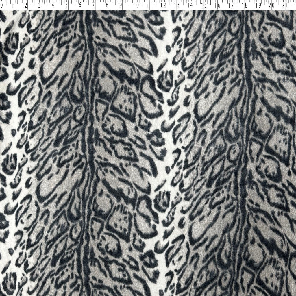 grey medium weight polyester fleece leopard print