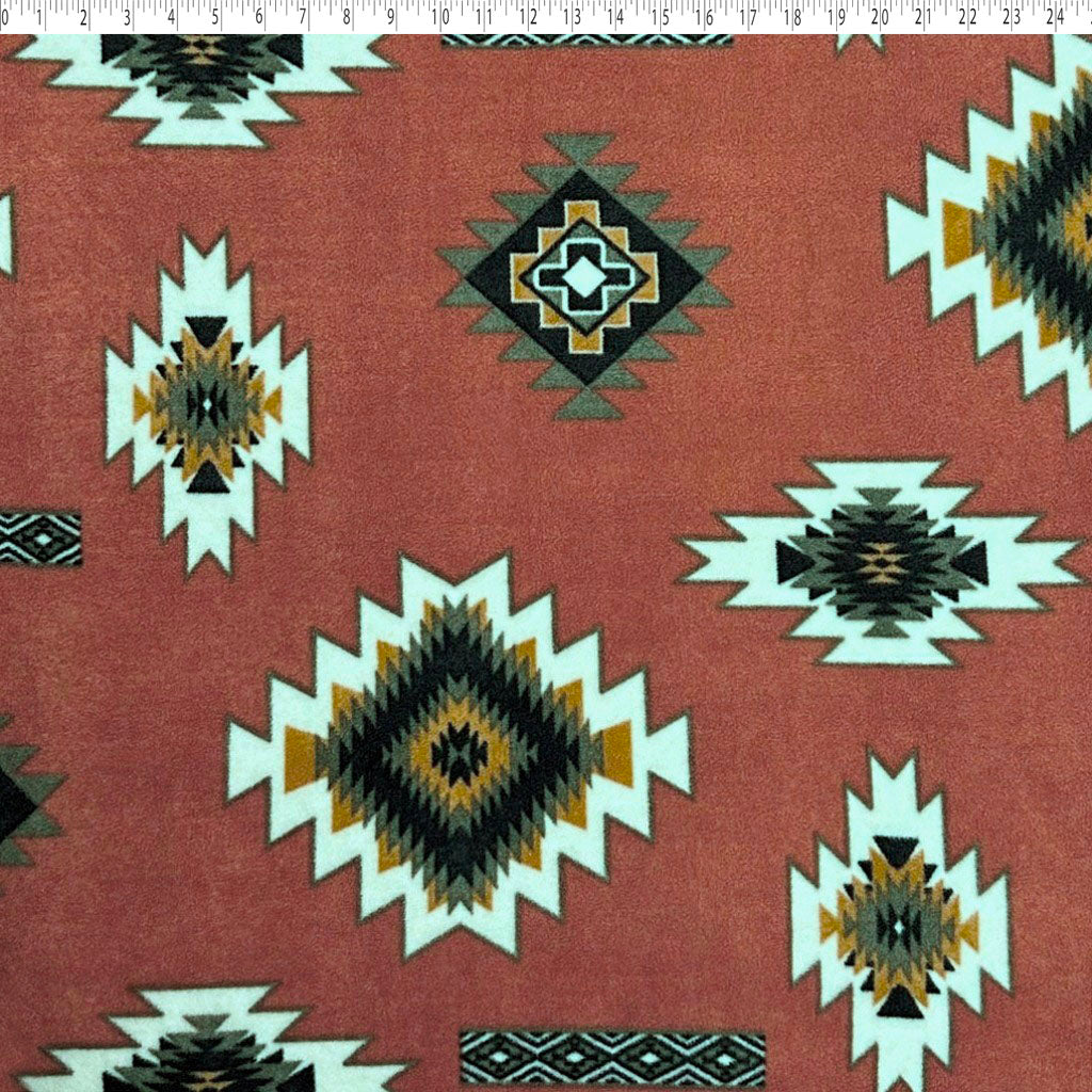 rust / khaki southwest blanket fleece print