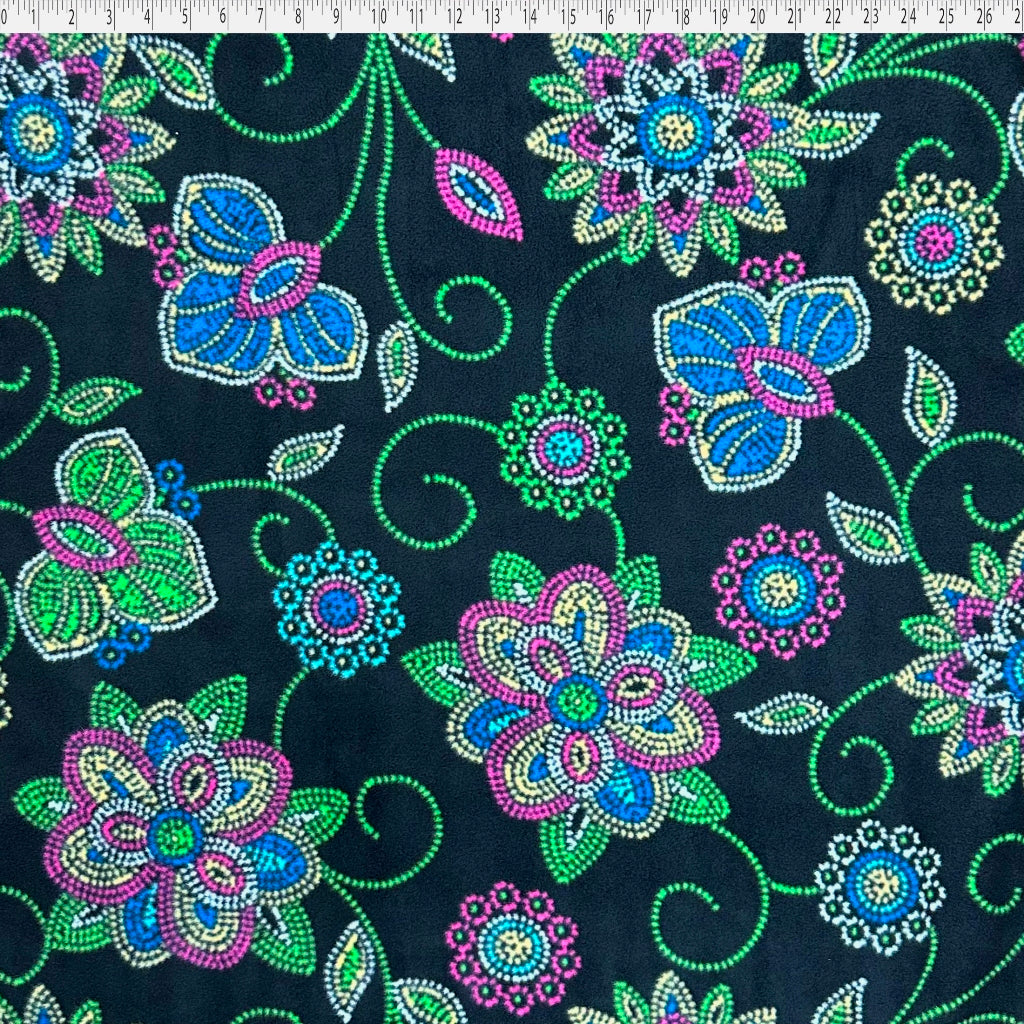 black beadwork fleece print