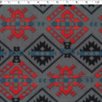 navajo diamond neutral gray fleece print