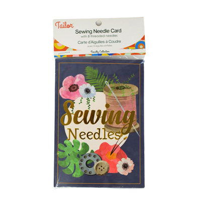 SEWING NEEDLE CARD WITH 8 THREADED NEEDLES