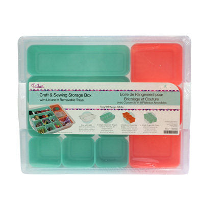 CRAFT & SEWING STORAGE BOX WITH LID AND 11 REMOVABLE TRAYS