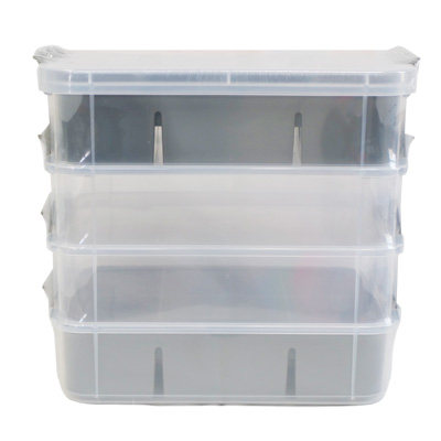 4 TIERS STACKABLE CRAFT AND SEWING STORAGE BOX WITH LID AND 2 SIX-GRID REMOVABLE TRAYS