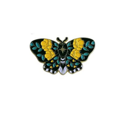 FASHION ENAMEL PIN "LARGE BLACK AND YELLOW BUTTERFLY"