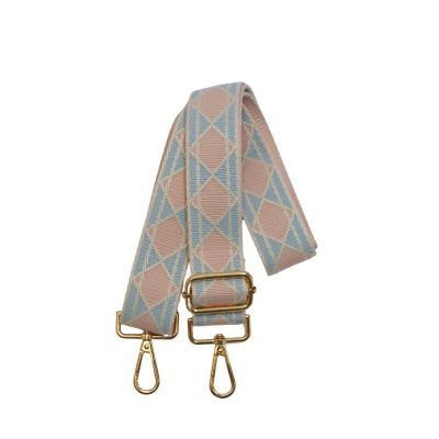 BAG STRAP PINK AND BLUE DIAMOND PRINT
