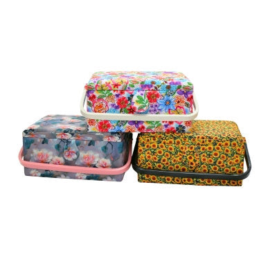 SEWING BASKET WITH PLASTIC HANDLE - SMALL