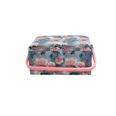 SEWING BASKET WITH PLASTIC HANDLE - SMALL