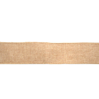 NATURAL WIRED EDGED BURLAP RIBBON 6.3CM (2.5 INCH)