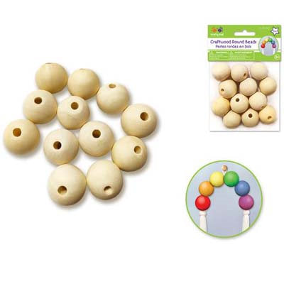 CRAFTWOOD ROUND BEADS-25MM CW334G
