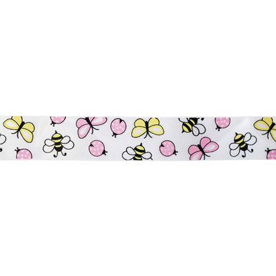 SINGLE FACE SATIN RIBBON 16mm - LADYBUG & BUTTERFLY PRINT