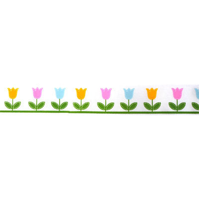 SINGLE FACE SATIN RIBBON 16mm - TULIP PRINT