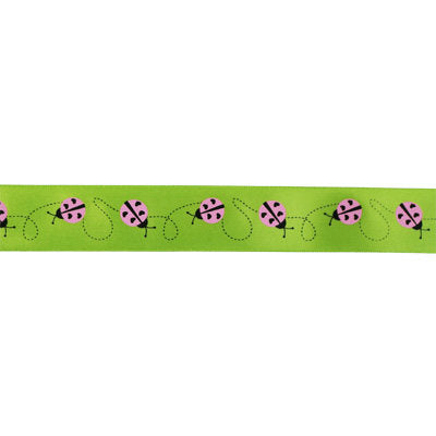 SINGLE FACE SATIN RIBBON 16mm - LADYBUG PRINT