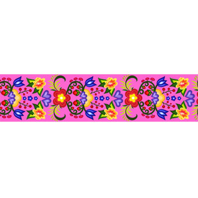 38MM SINGLE FACED SATIN RIBBON WITH FLORAL PRINT