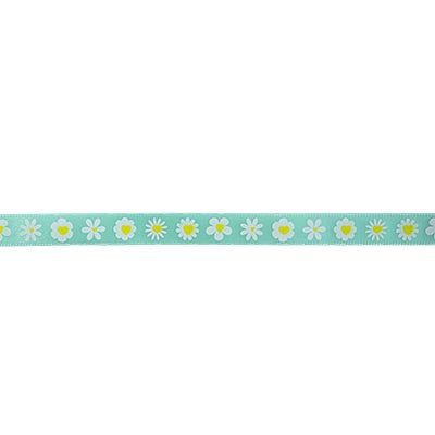 SINGLE FACE SATIN RIBBON WITH FLOWERS 9MM (3/8")