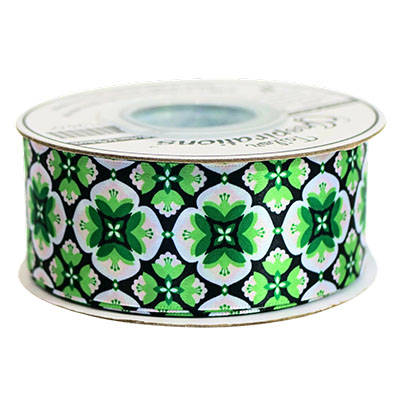 38MM (1 1/2) SINGLE FACE SATIN RIBBON WITH GEOMETRIC PRINT