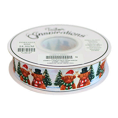 SINGLE FACE SATIN RIBBON-COWS 25MM (1")