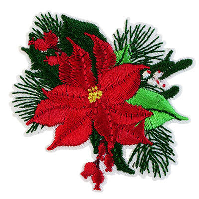 APPLIQUE POINSETTIA FLOWER IRON ON