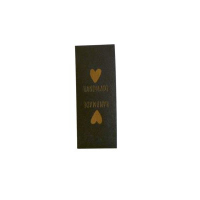 6136889 LEATHER LOOK FOLDOVER LABEL "HANDMADE & HEART" 8CM x 3CM