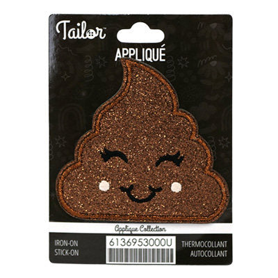 GLITTER POOP EMOJI APPLIQUE - IRON/STICK ON 7.7*7.4CM