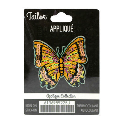 BUTTERFLY SEQUIN APPLIQUE - IRON/STICK ON 4.6*4.4CM