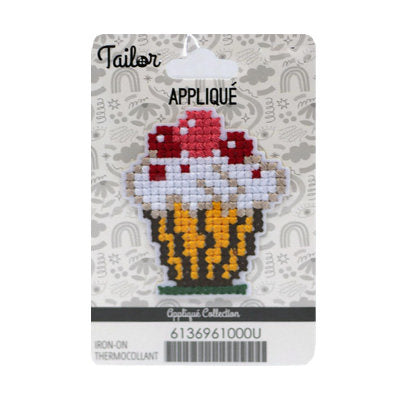 CROSS STITCH APPLIQUE - SUNDAE - IRON ON 4.9*5.7CM