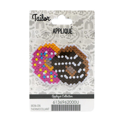 CROSS STITCH APPLIQUE - DOUGHNUTS - IRON ON 6*4CM