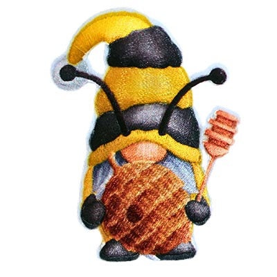 APPLIQUE BEE GNOME WITH HONEY IRON ON