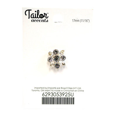 SMALL FLORAL RHINESTONE BUTTON 17MM