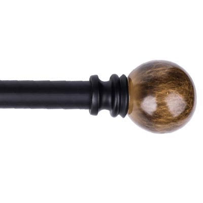 DRAPERY ROD WITH MARBLE SPHERE FINIALS 36-72 INCH