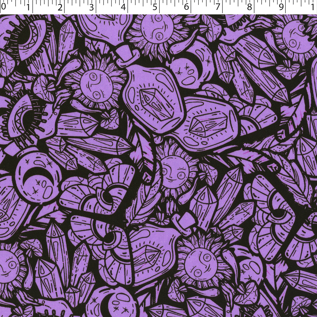 SABRINA RAYON TWILL PRINTS - ABSTRACT SUN/BOTTLES