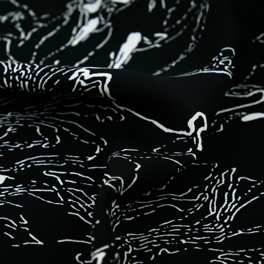 ILENE CREPE PRINTS - MONOTONE FLORAL