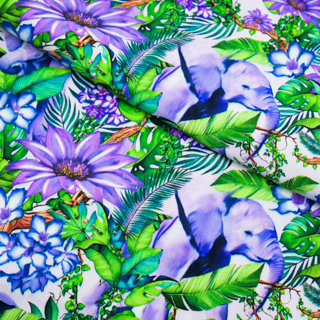 OLIVIA - RAYON PRINTS - ELEPHANTS/TROPICAL LEAVES