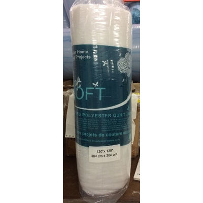 SOFTLOFT BONDED POLYESTER QUILT BATT 120"X120"