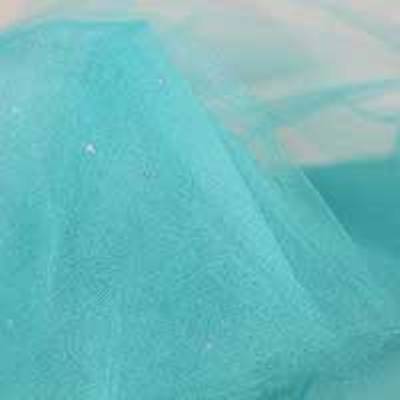 aqua shiny tulle with a glitter dot