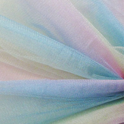 yellow pink aqua rainbow colour nylon shiny tulle