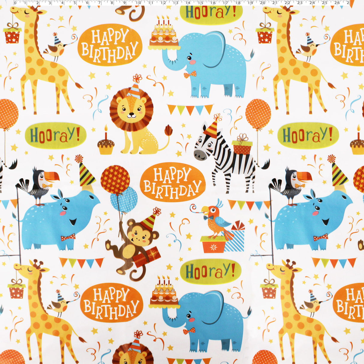 white vinyl tabling with birthday party animals