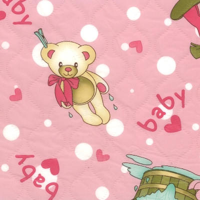 quilted vinyl prints baby teddy - pink