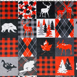 polyester chenille digital print Canadian patchwork -  red
