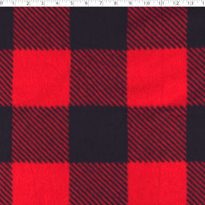 fleece red/black 4x4" buffalo check