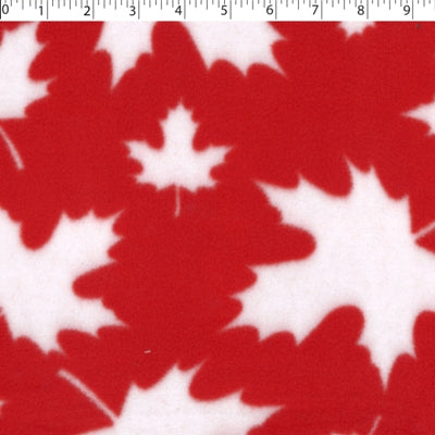 red/white maple leaf polyester fleece