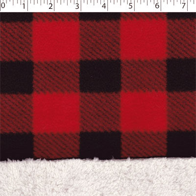 red/black buffalo print fleece bonded sherpa