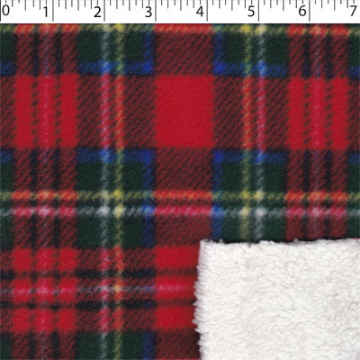 royal stewart print fleece bonded sherpa