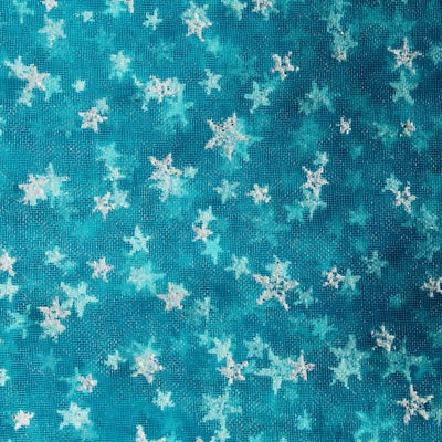 aqua sheer glitter white stars
