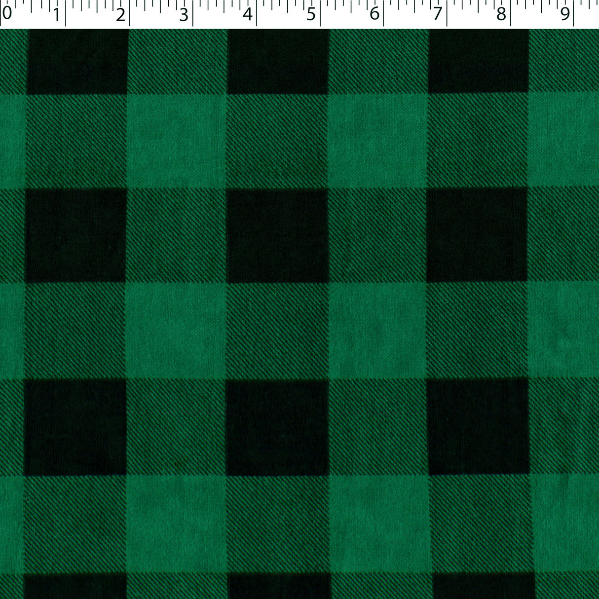 1 1/2" green/black buffalo check flannelette