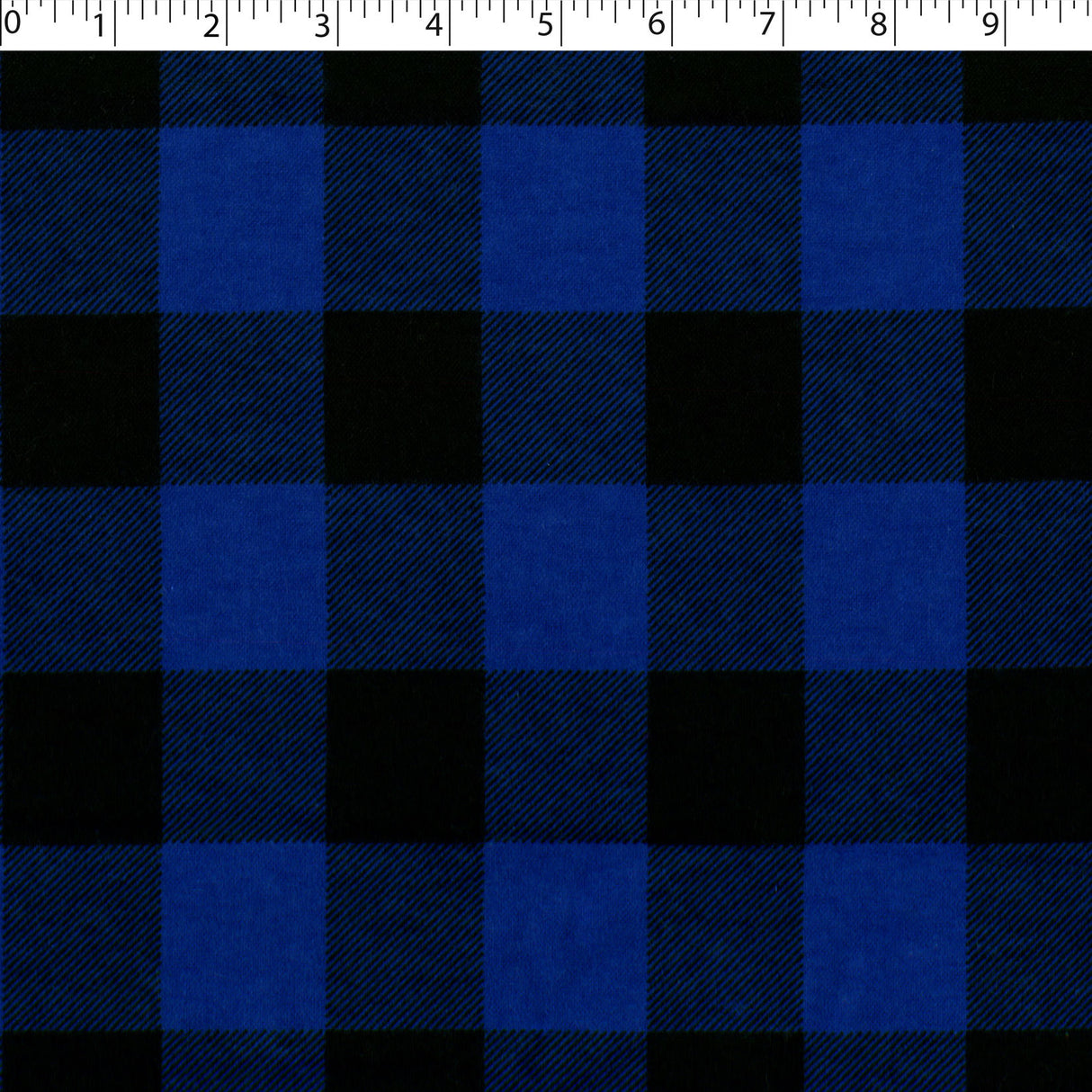 1 1/2" royal/black buffalo check flannelette