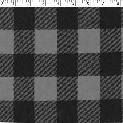 1 1/2" grey/black buffalo check flannelette