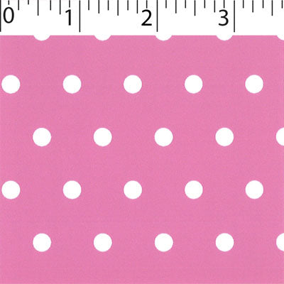 dk pink ground cotton fabric with white big dot prints