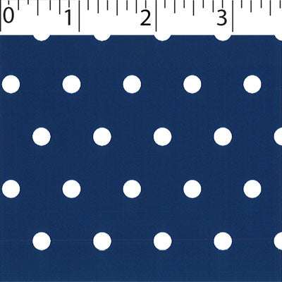 navy ground cotton fabric with white big dot prints