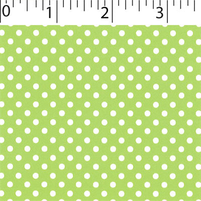 green ground cotton fabric with white little dot prints